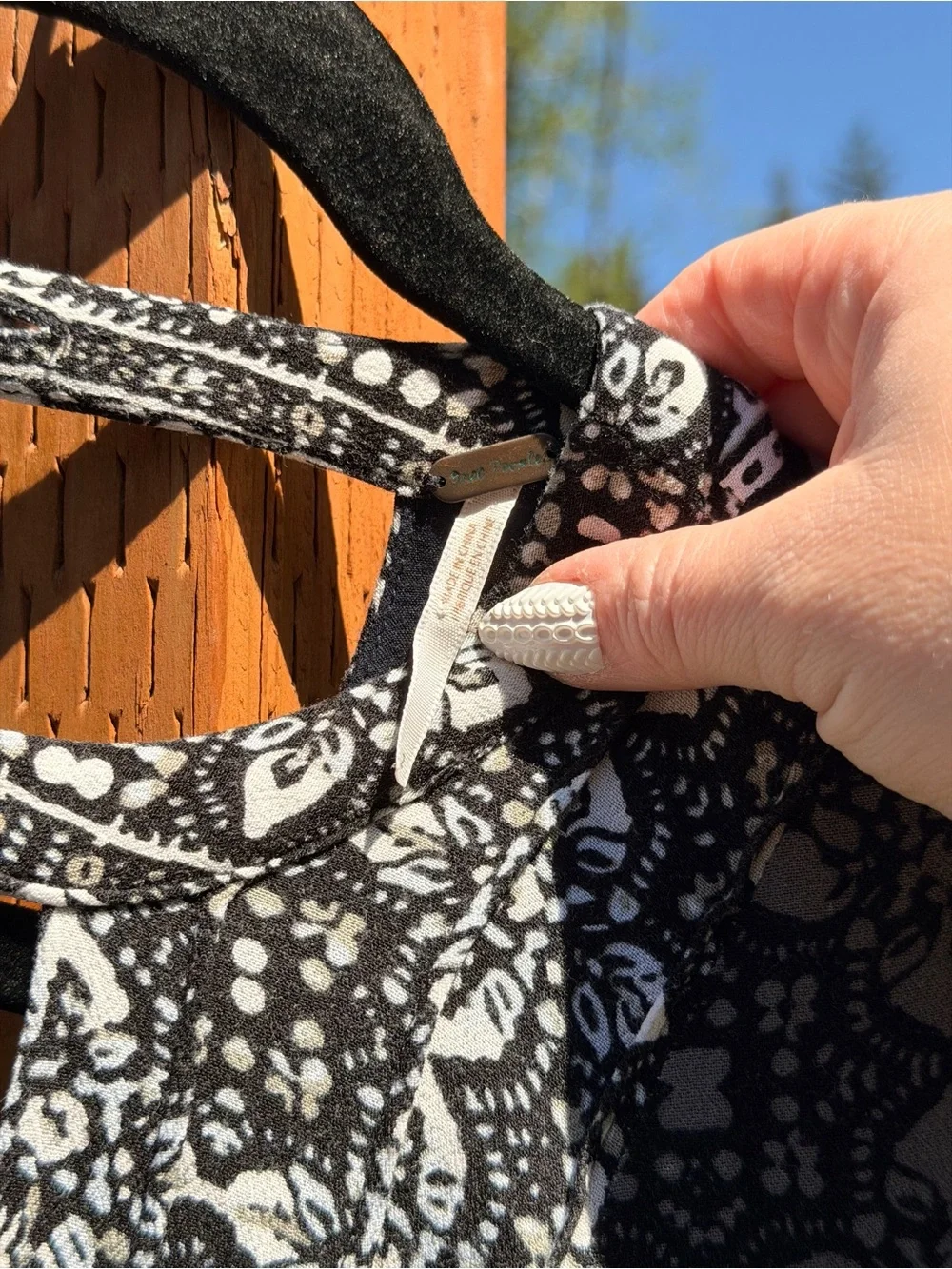 Free People Black and White Printed Long Sleeve Dress - Picture 6 of 6